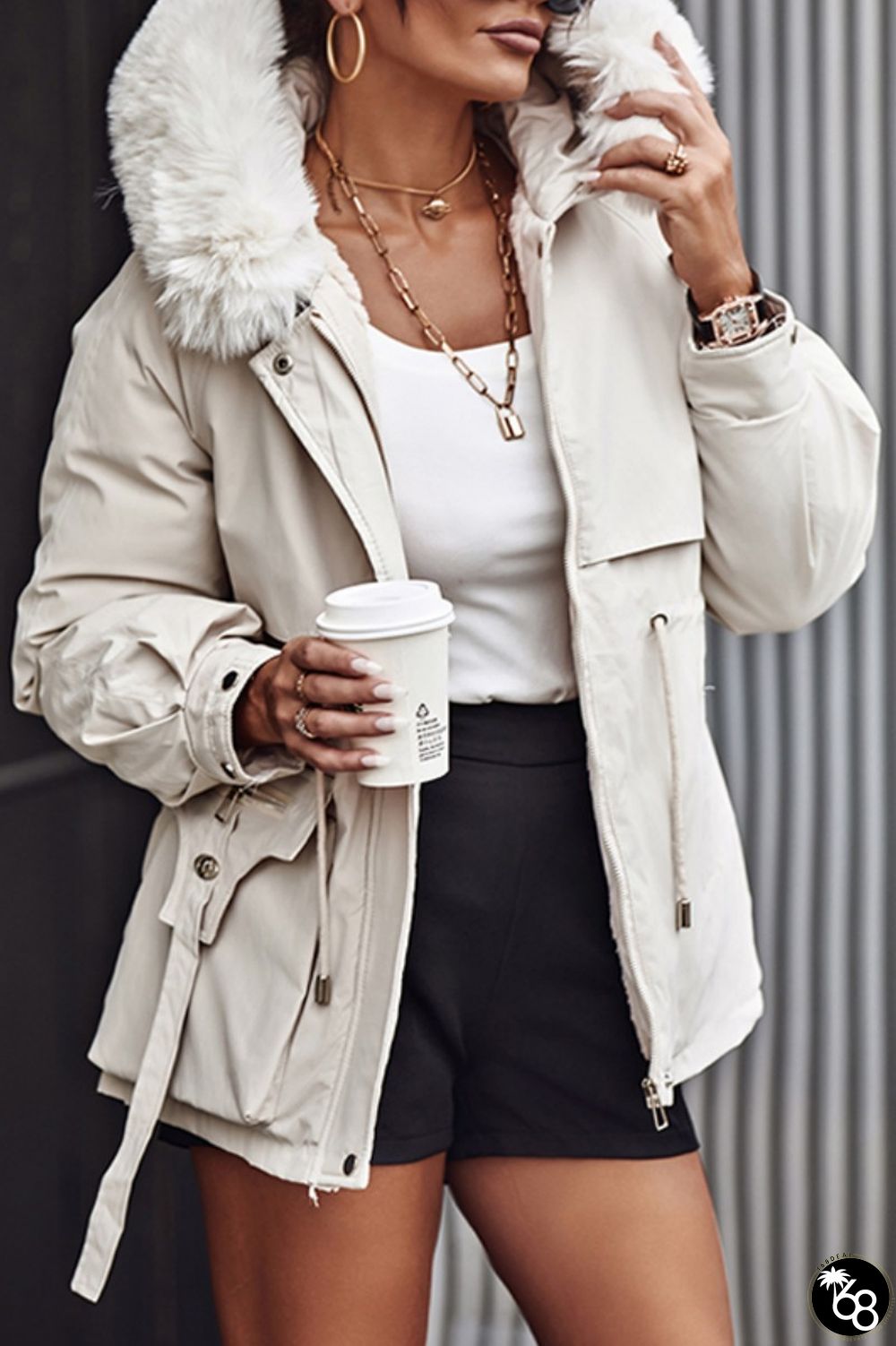 Casual Solid Patchwork Cardigan Hooded Collar Outerwear | 168DEAL