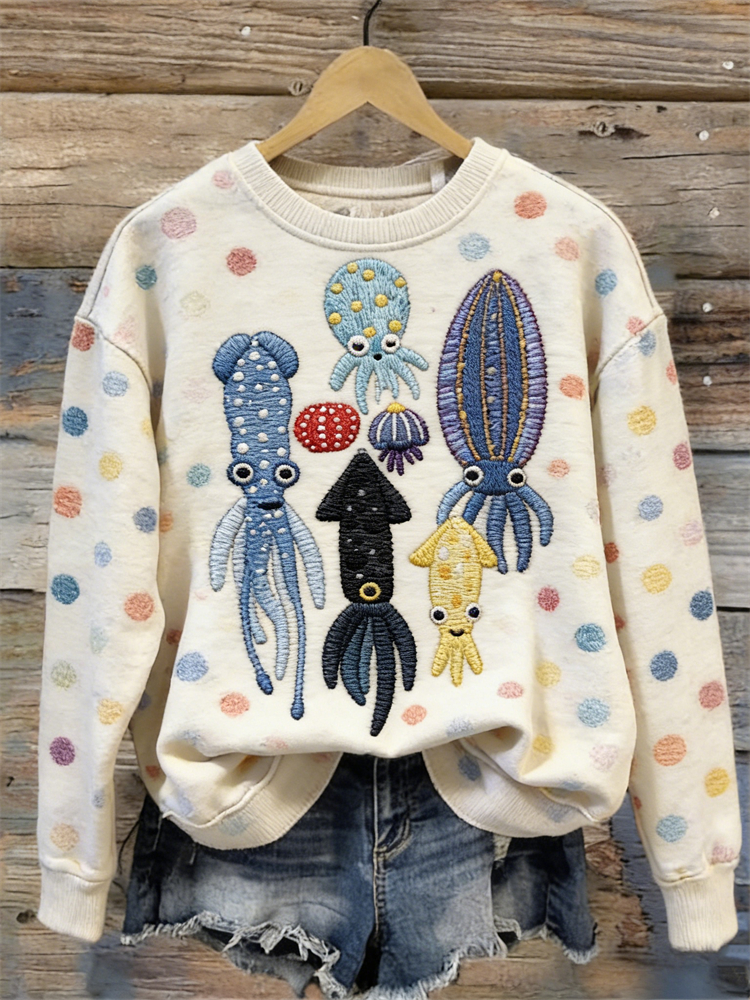 Lovely Colorful Octopus Polka Dots Sweatshirt wearshes