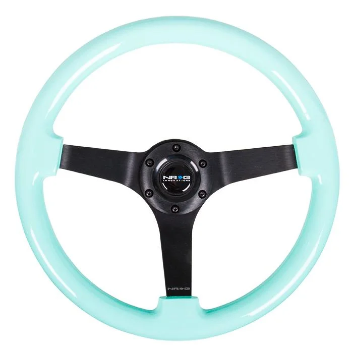 350mm 3 in. Deep Dish Mint Fresh Wood Grain Steering Wheel - RST-036MF-BK