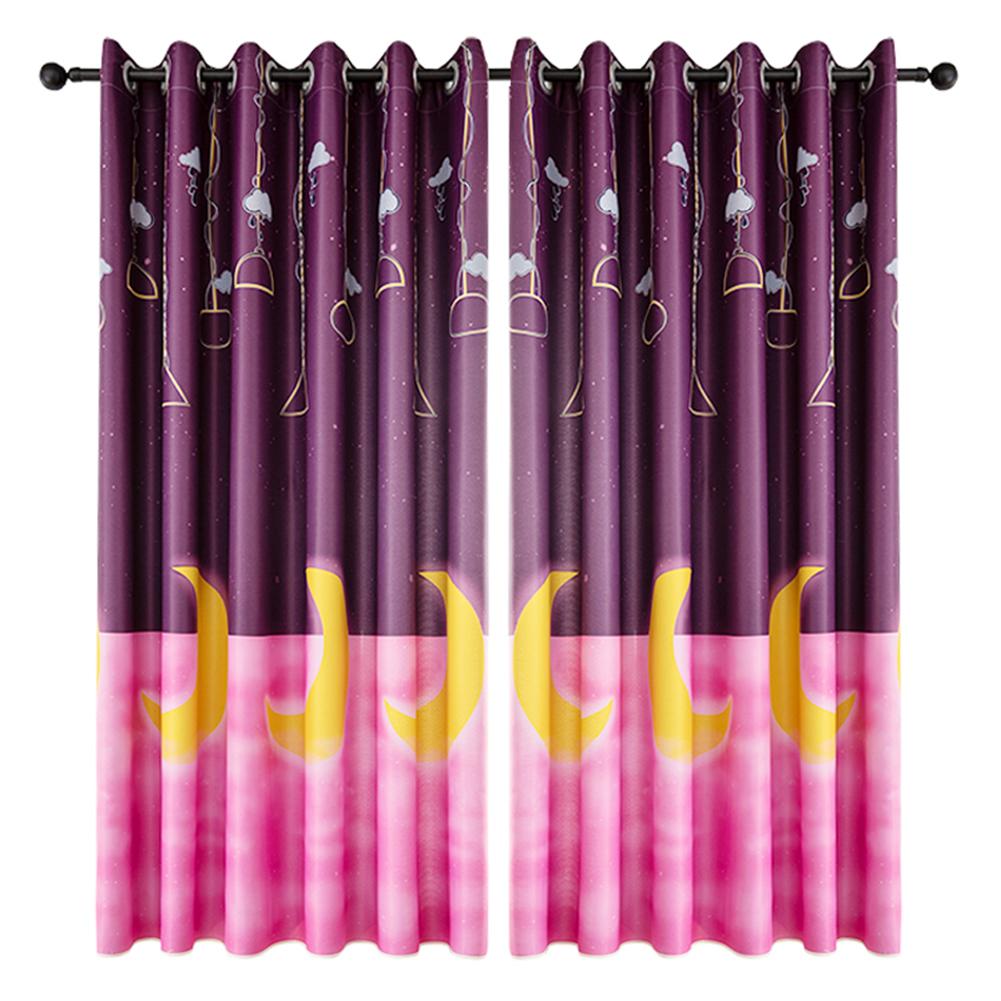 

Moon Print Polyester Window Blinds Drapes Bedroom Blackout Curtain (Purple, 501 Original