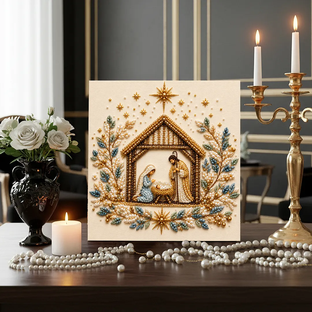 Framed Pearl Painting Kit Christmas Star Scene 7.87x7.87in