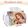 Diamond Art Painting Tissue Box Cover Wear Resist Decorative Paper Napkin Dispenser Multifunction Rhinestone PU Tissue Holder Kit for Adults Home Office Gift (Soft Glow Mother)