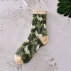 Unique Vintage Flower Design 3D Jacquard 10 Pairs Women Cotton Socks