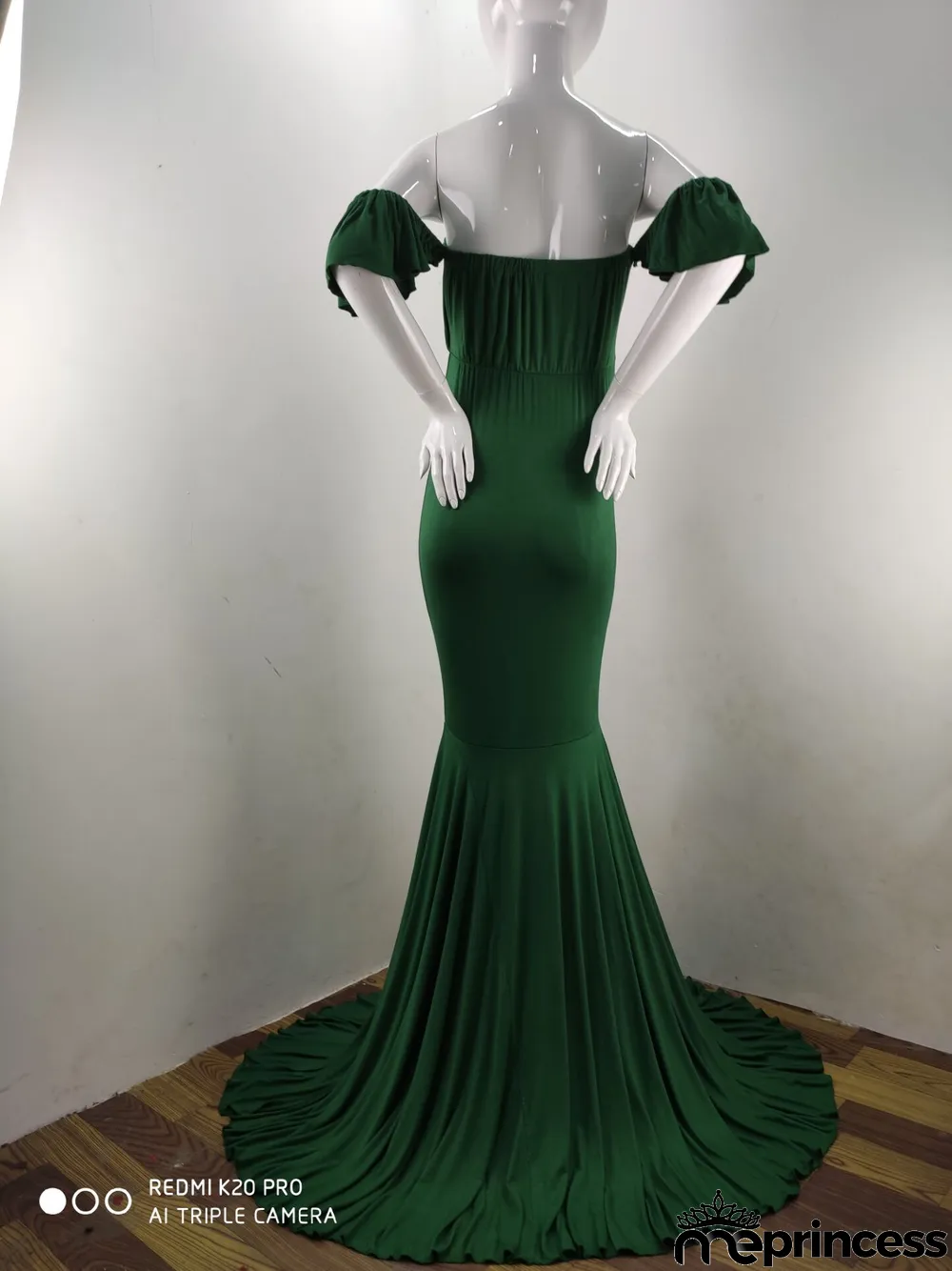 Maternity Ruffle Sleeve Cross V-Neck Trailing Dress