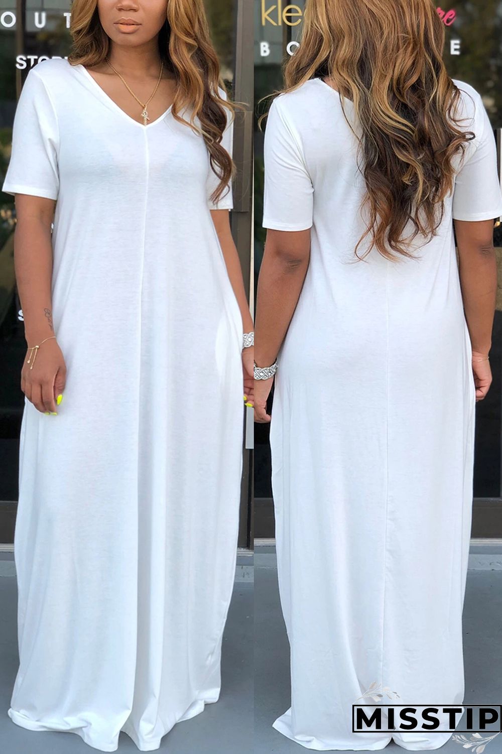 Light Blue Sexy Fashion Short Sleeve Dress