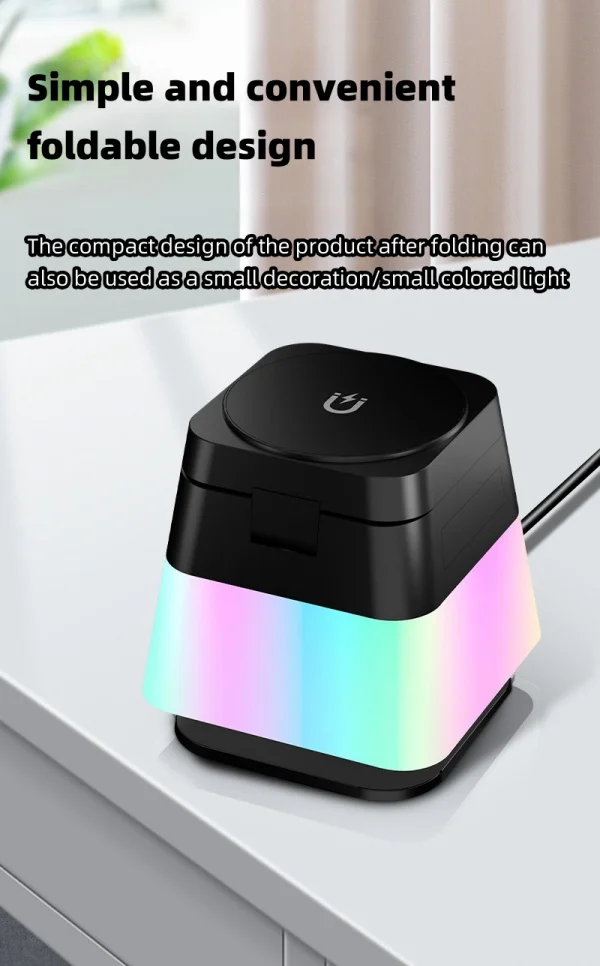 Four-in-one Atmosphere Light Rotatable Foldable Magnetic Wireless Fast Charging Wireless Charger