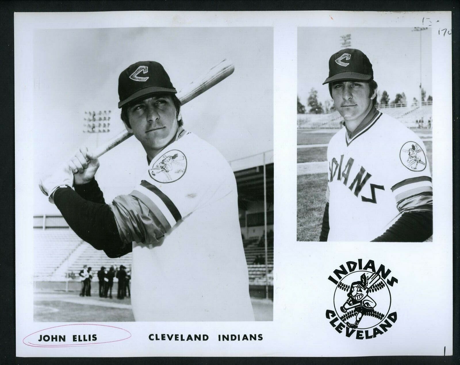 John Ellis Cleveland Indians team issued 1974 Type 1 Press Photo Poster painting