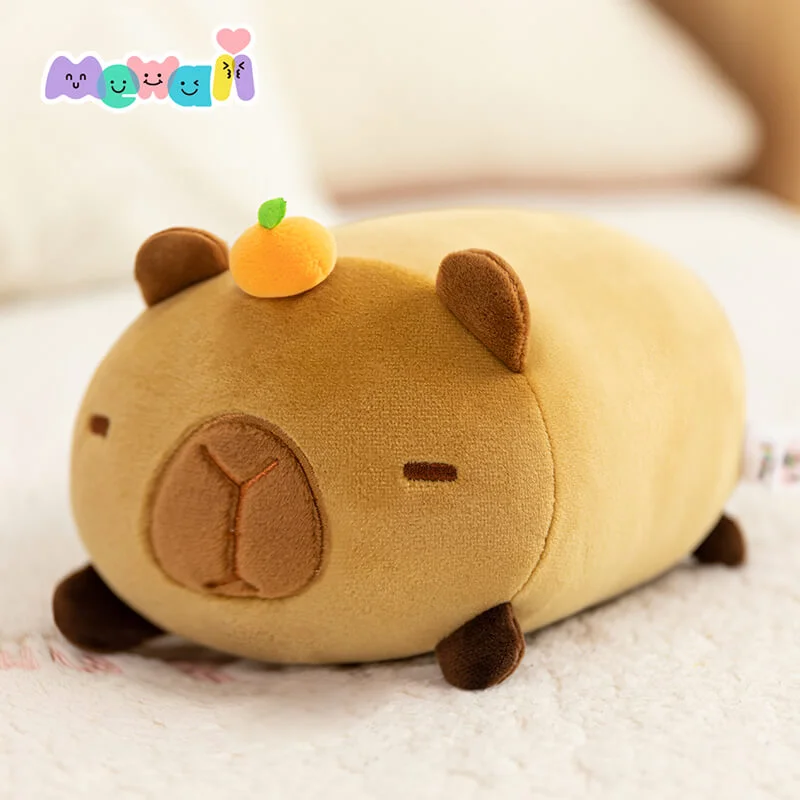 Mewaii® Fluffffy Family Tangerine Capybara Stuffed Animal Kawaii Plush Pillow Squishy Toy