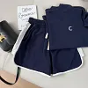 Fashion Clothes Women Summer Short Sleeve T Shirts With Mini Shorts Stretch High Waist Loose Style Two Pieces Sets