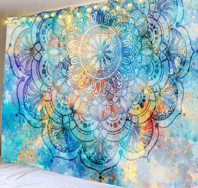 India Mandala Tapestry Wall Hanging Boho Decor Wall Cloth Tapestries Psychedelic Hippie Night Moon Tapestry Mandala Wall Carpet
