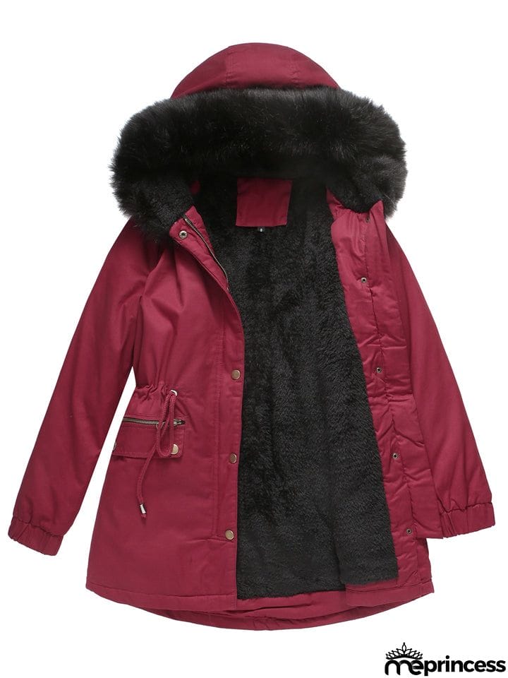 Women's Fleece Hooded Extra Warm Thicken Parka Coats