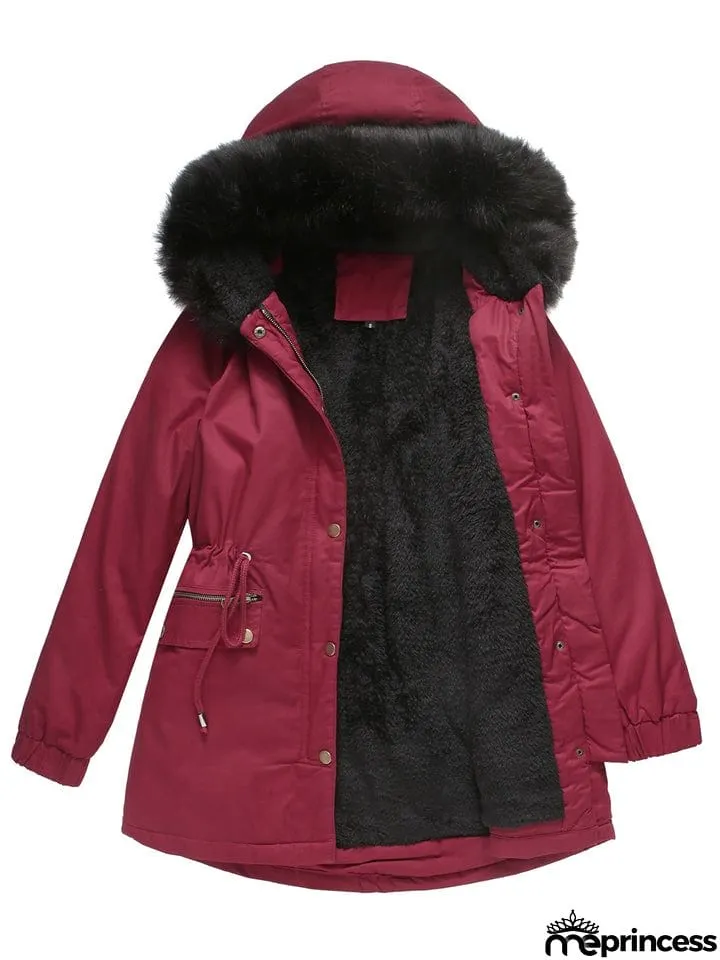 Women's Fleece Hooded Extra Warm Thicken Parka Coats