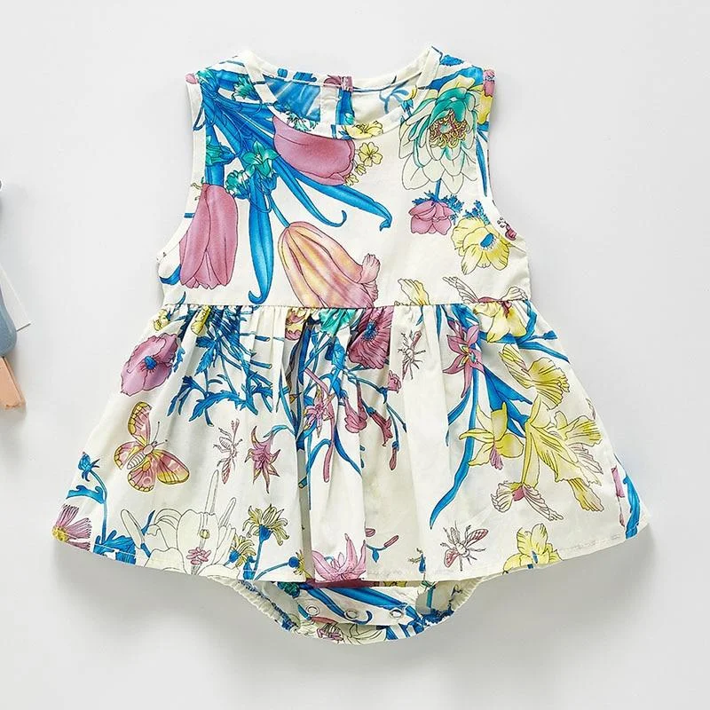 New 2021 Summer Cute Baby Girl Sleeveless Rompers Kids Girl Floral Rompers Baby Girl Newborn Rompers Clothes