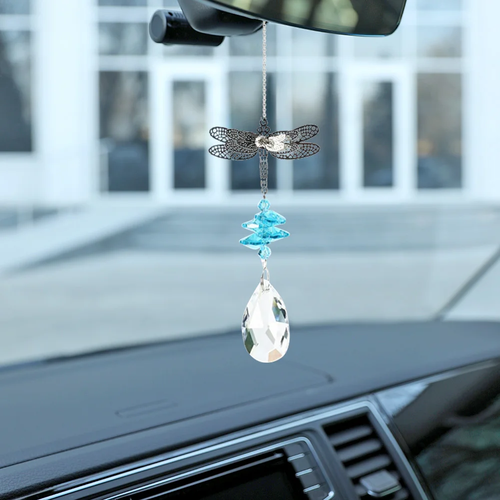 Dragonfly Window Hanging Crystal Garland Suncatcher Pendant (Light Blue)
