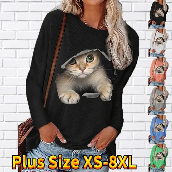 Winter Fashion Women Clothing Feather Printed Casual Sweatshirt Long Sleeve Tops T-shirt Blouse Ladies Round Neck Pullover Sweater Plus Size XS-8XL - Shop Trendy Women's Fashion | TeeYours