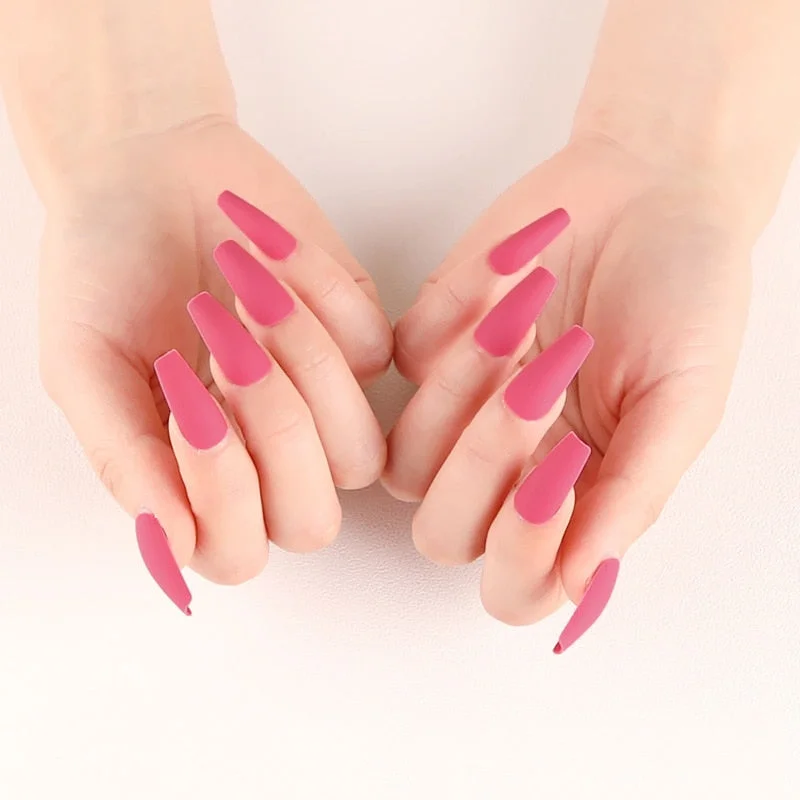 24pcs Long Sensual False Nail White Red Blue Fake Nail Extension Press On Nails Sharon Ladies Removable Decoration Nail Art-Nail Inspo