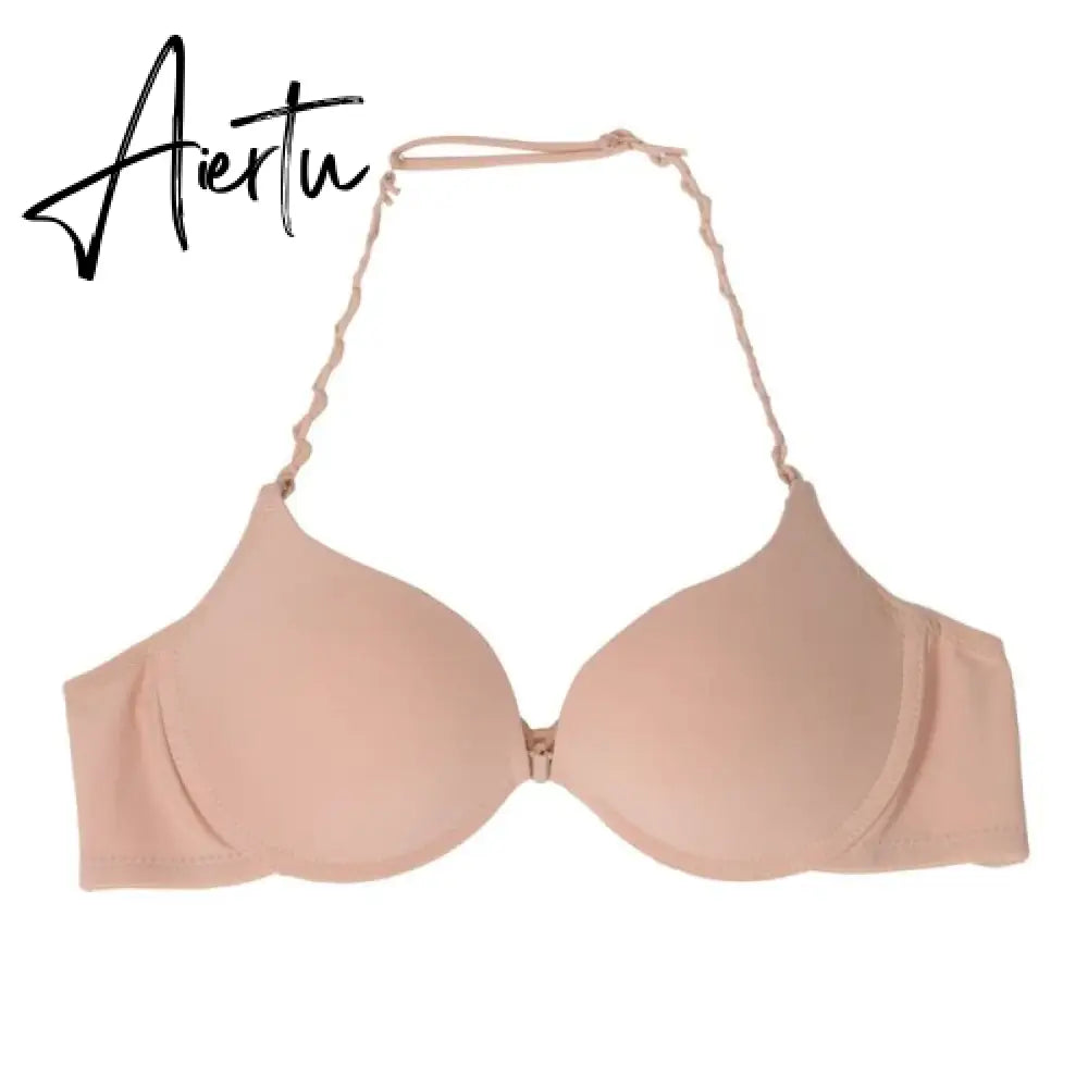 Sexy Women's Underwear Convertible Halter Straps Padded Bra Brassieres Female Front Closure Push Up Lingeries Aiertu