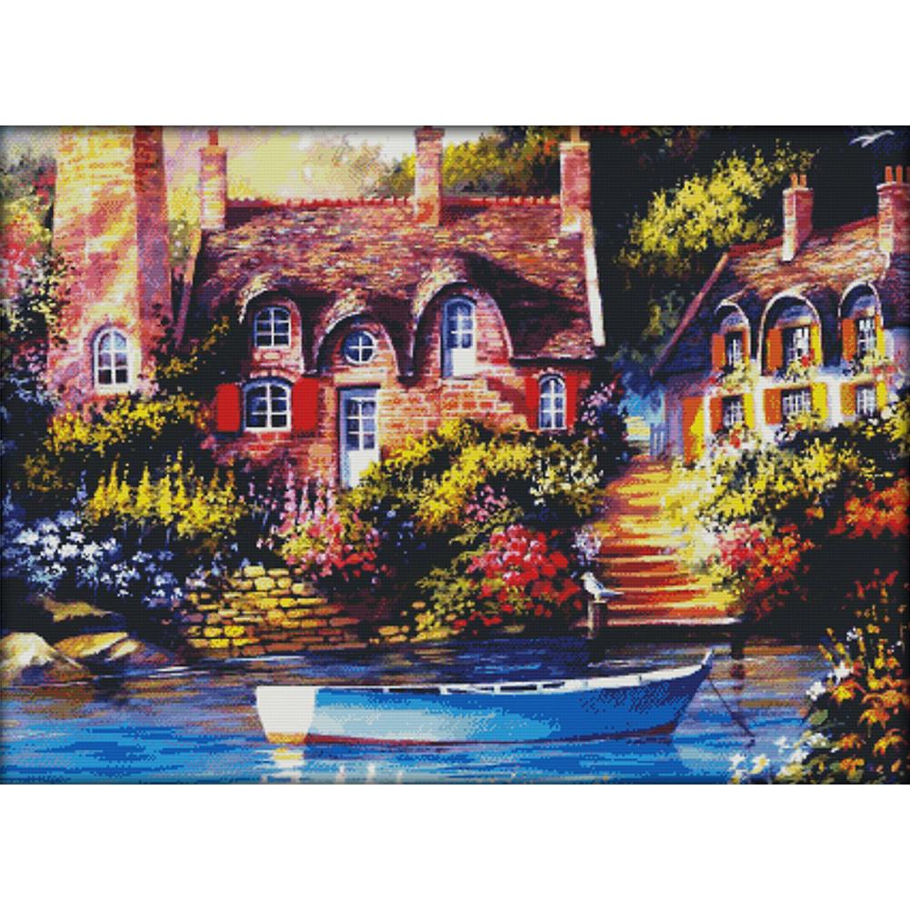

Fairy Tale Villa - 14CT Stamped Cross Stitch - 86*64cm, 501 Original