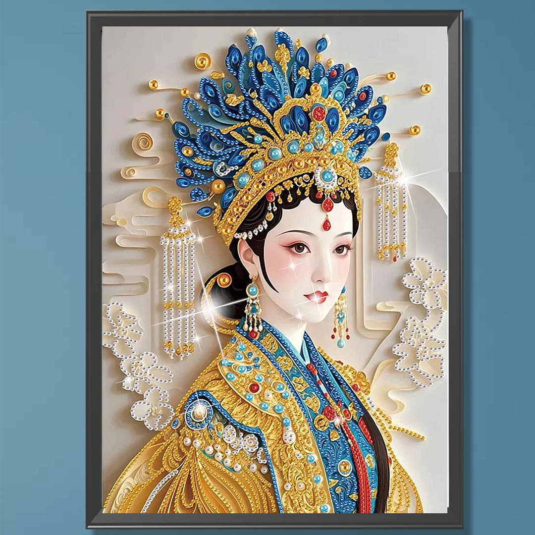 Diamond Painting - Partial Special Shaped Drill - Phoenix Crown Lady(Canvas|30x40cm)