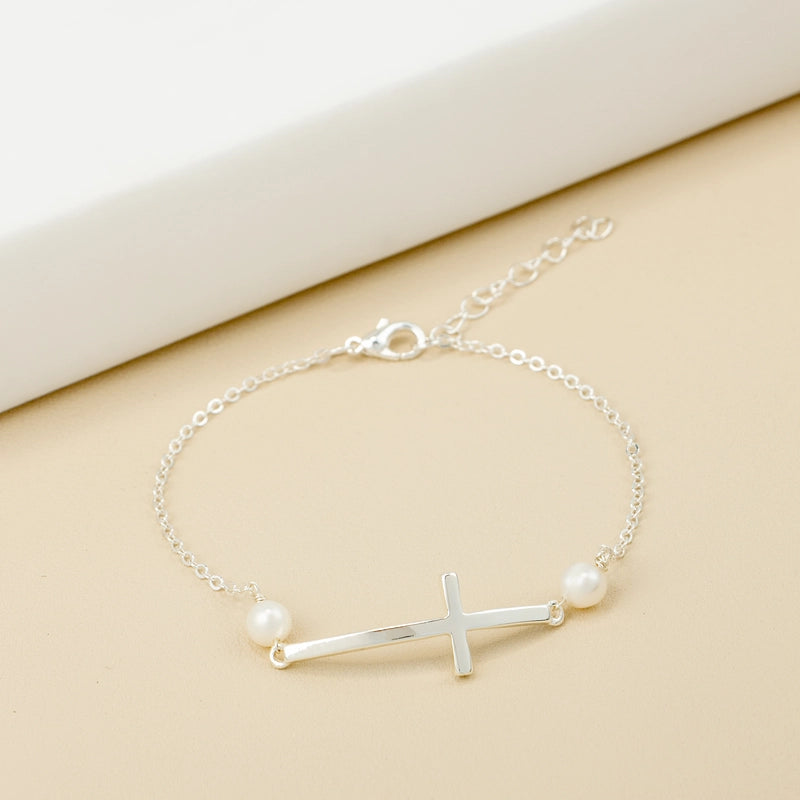 Minimalist Cross Stainless Steel Ferroalloy Plating Women’s Bracelets