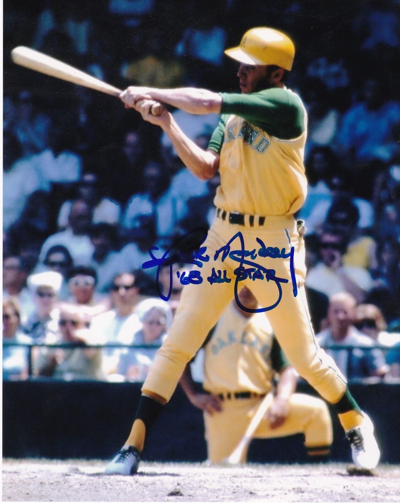 RICK MONDAY OAKLAND A'S 1968 ALL STAR ACTION SIGNED 8x10