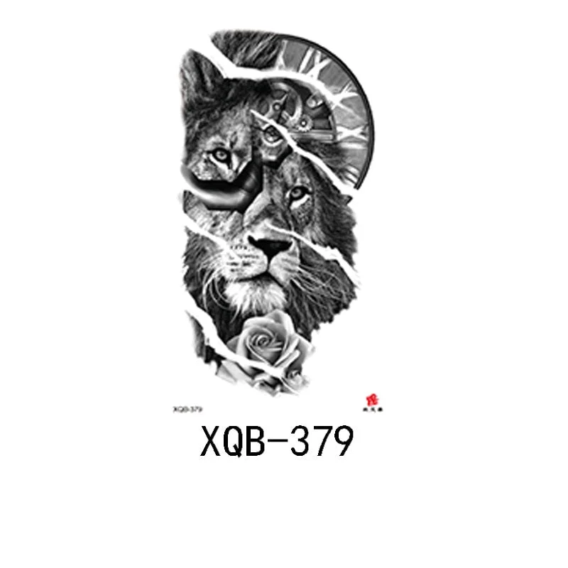 Small Full Arm Waterproof Tattoo Sticker Half Arm Arm Fierce Animal Arm Lasting European and American Tattoo Sticker