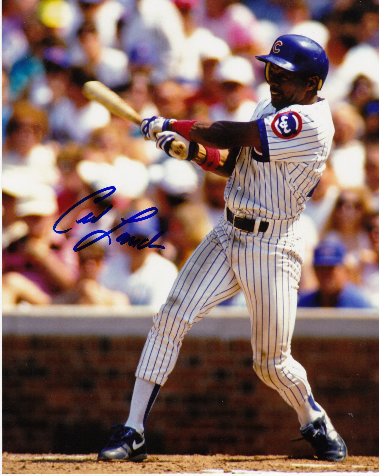 CED LANDRUM CHICAGO CUBS ACTION SIGNED 8x10