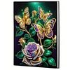 (US Local)DIY Diamond Art Diary Book Journal Notebook 60 Pages A5 Diary(Butterfly Rose)