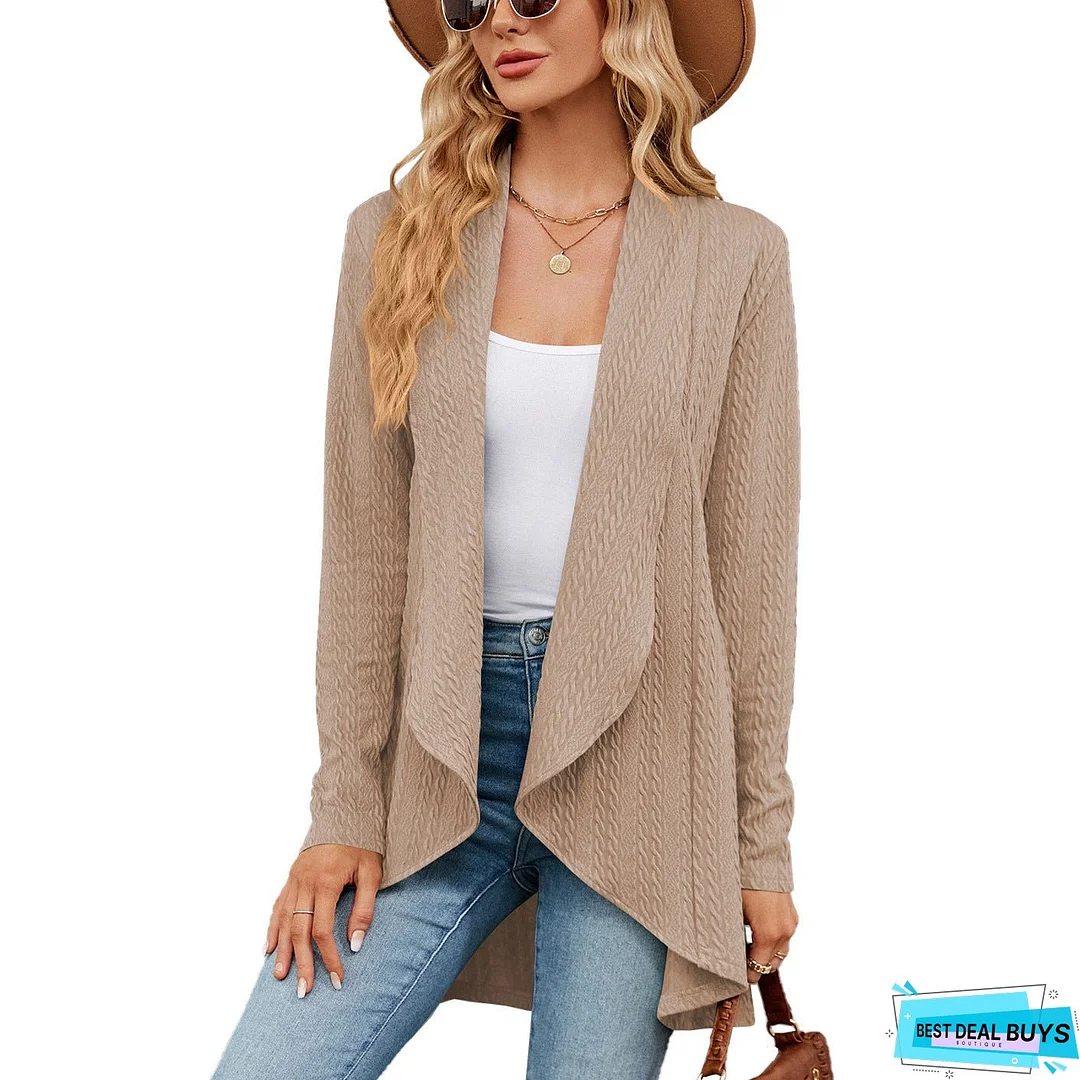 Autumn and Winter New Long sleeved Solid Color Loose Cardigan Top Women's Knitted Coat