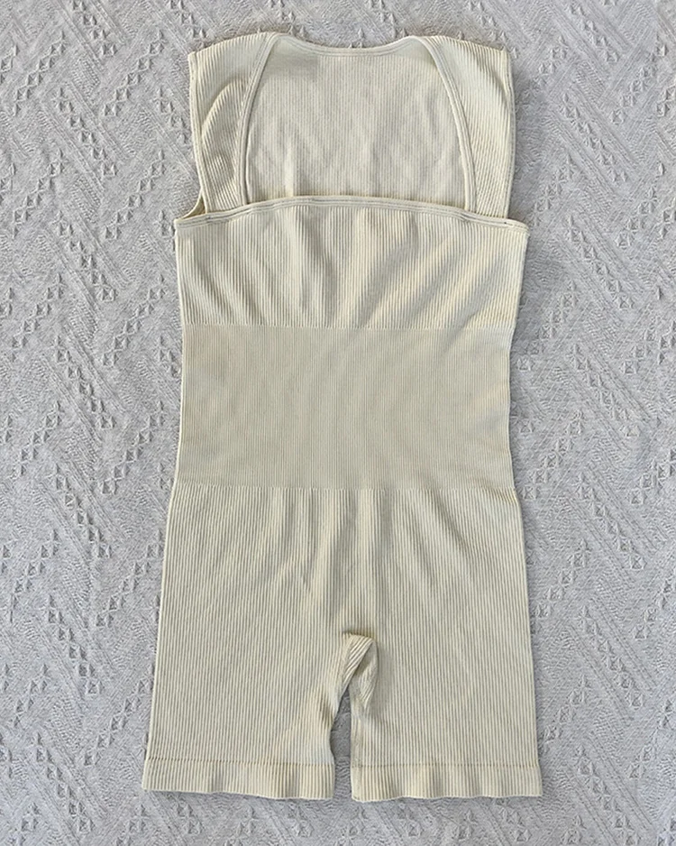 Seamless Ribbed Wide Strap Yoga Romper