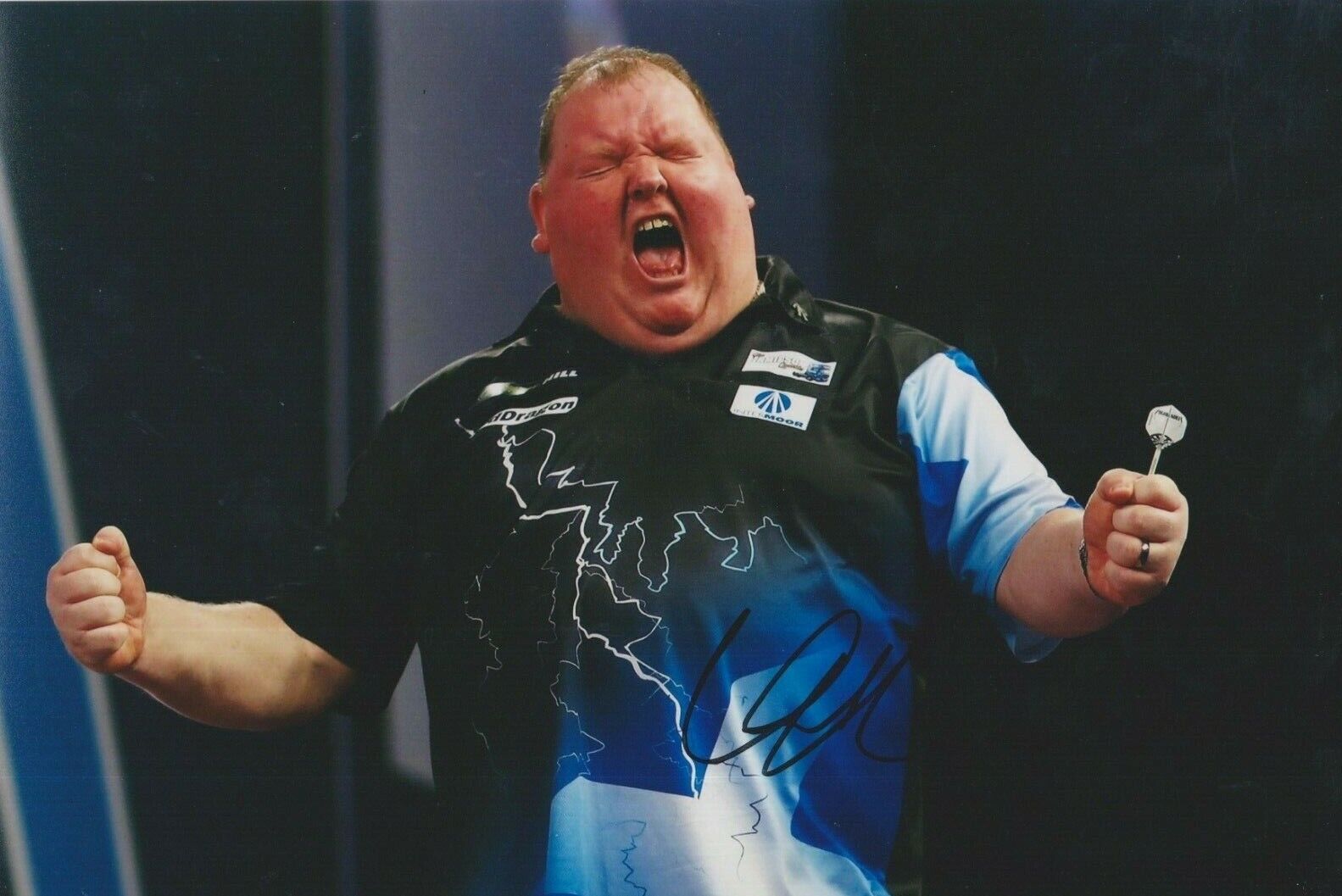 John Henderson **HAND SIGNED** 8x12 Photo Poster painting ~ Darts ~ AUTOGRAPHED