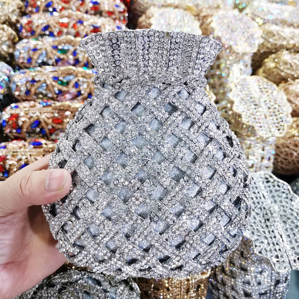 Fashion Yellow Crystal Evening Bags Party Purse Pouch Designer Bridal Wedding Clutch Bags Women Prom Handbags SM43