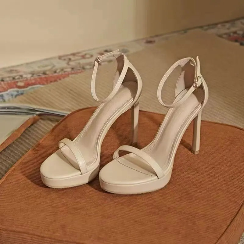 Breakj Breakj New Summer Net Red High Heels With Sexy 12Cm Fine And Silver Waterproof Table Sandals Woman