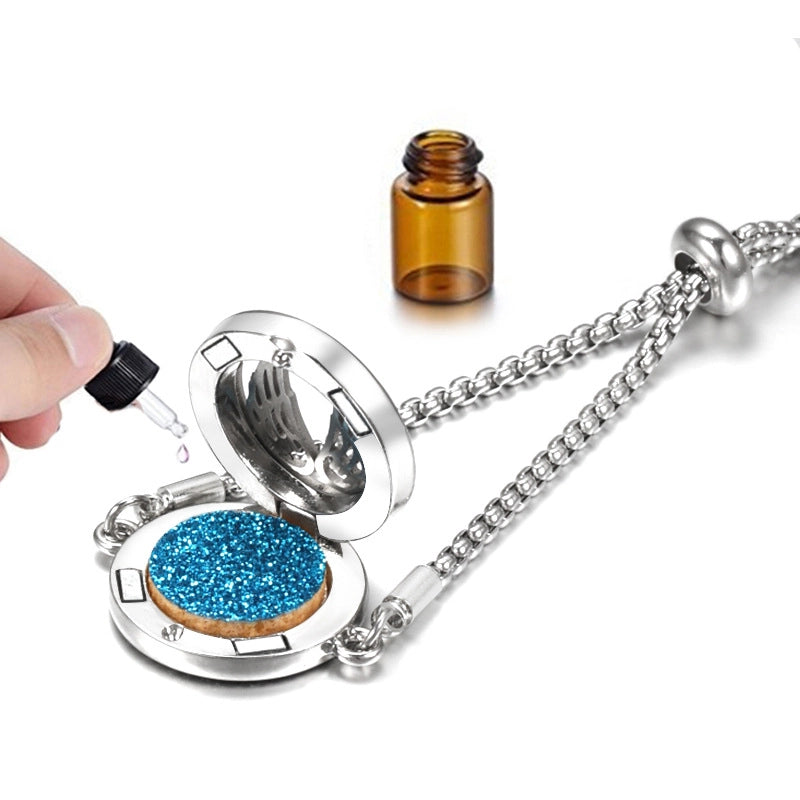Fashion Angel Wings Aromatherapy Pendant Bracelet Essential Oil Diffuser Stainless Steel Bracelet Adjustable Women Simple