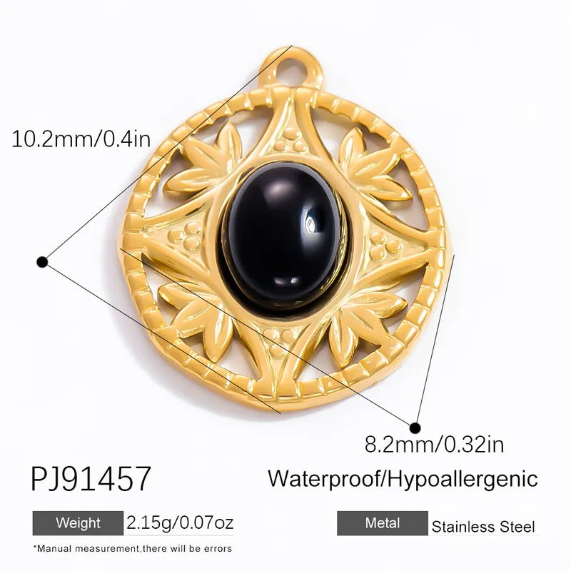 1 Piece 6.7*9.9mm 304 Stainless Steel Natural Stone Geometric Pendant Jewelry Accessories