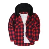 2024 New Loose Casual Flannel Long-sleeved Hooded Plaid Shirt