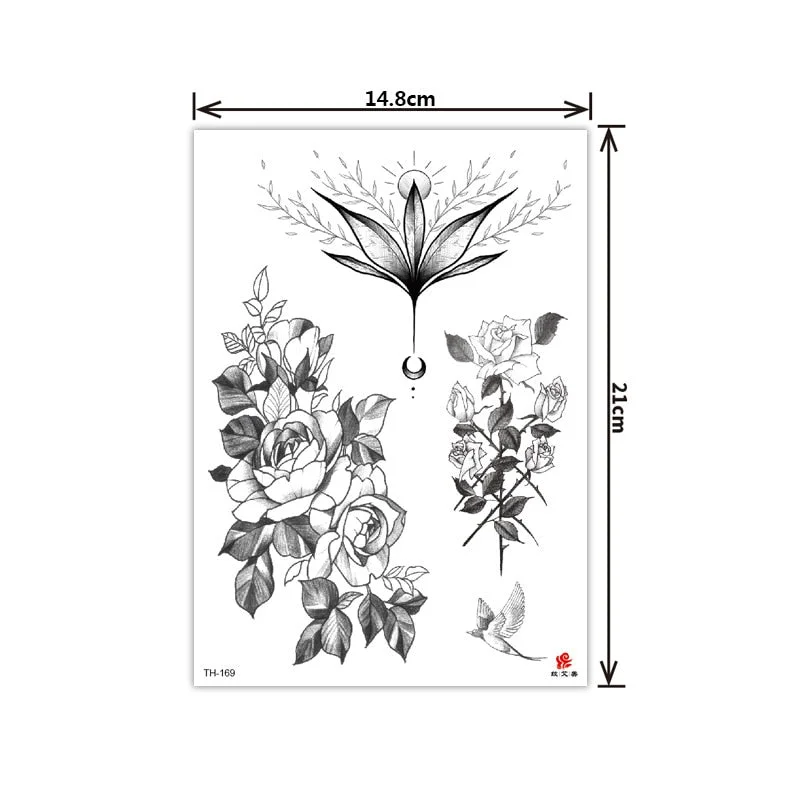 2021 New Plain Flower Arm Tattoo Sticker Flower Waterproof Tattoo Color Animal Tiger Tattoo Sticker