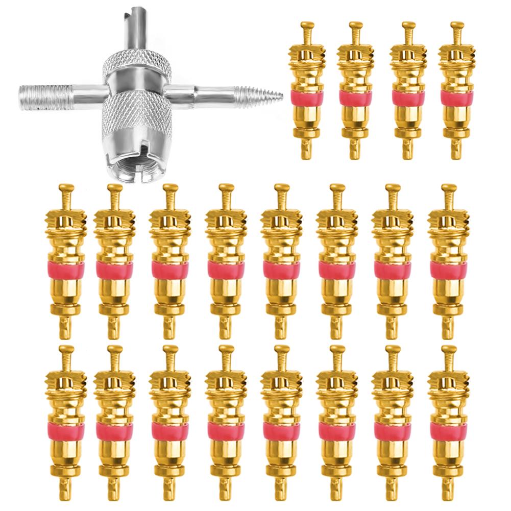 

20Pcs Valve Cores With 4-In-1 Tyre Tire Valve Stem Remover Repair Tool, 501 Original