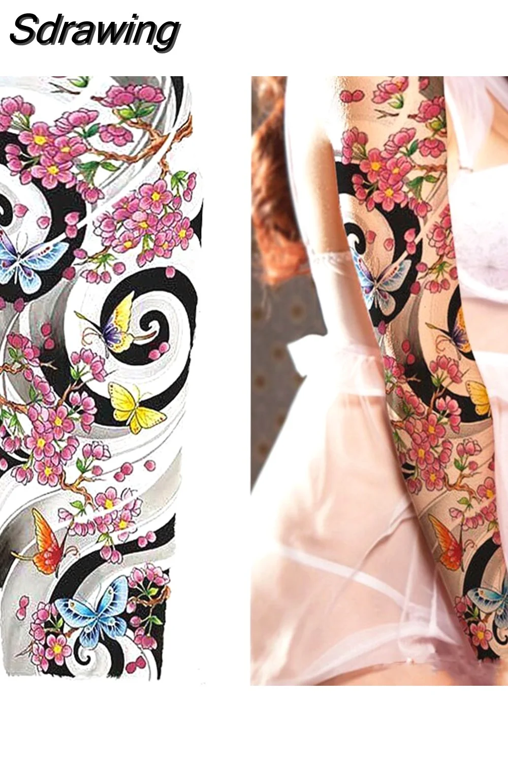 Sdrawing Sheets Full Arm Leg Extra Large Temporary Tattoos, Body Art For Men And Women - Wolf,Tiger,Bear,Warrior,Tribal Symbol 405-1