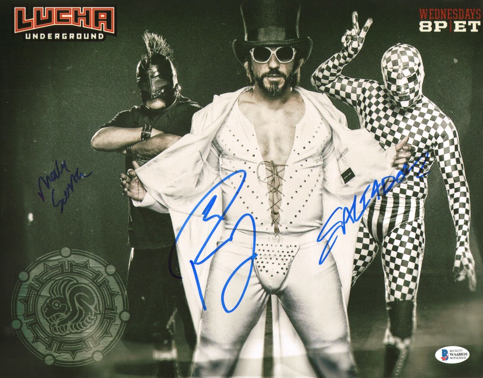 Paul London Mala Suerte Saltador Signed 11x14 Photo Poster painting BAS COA Lucha Underground 1