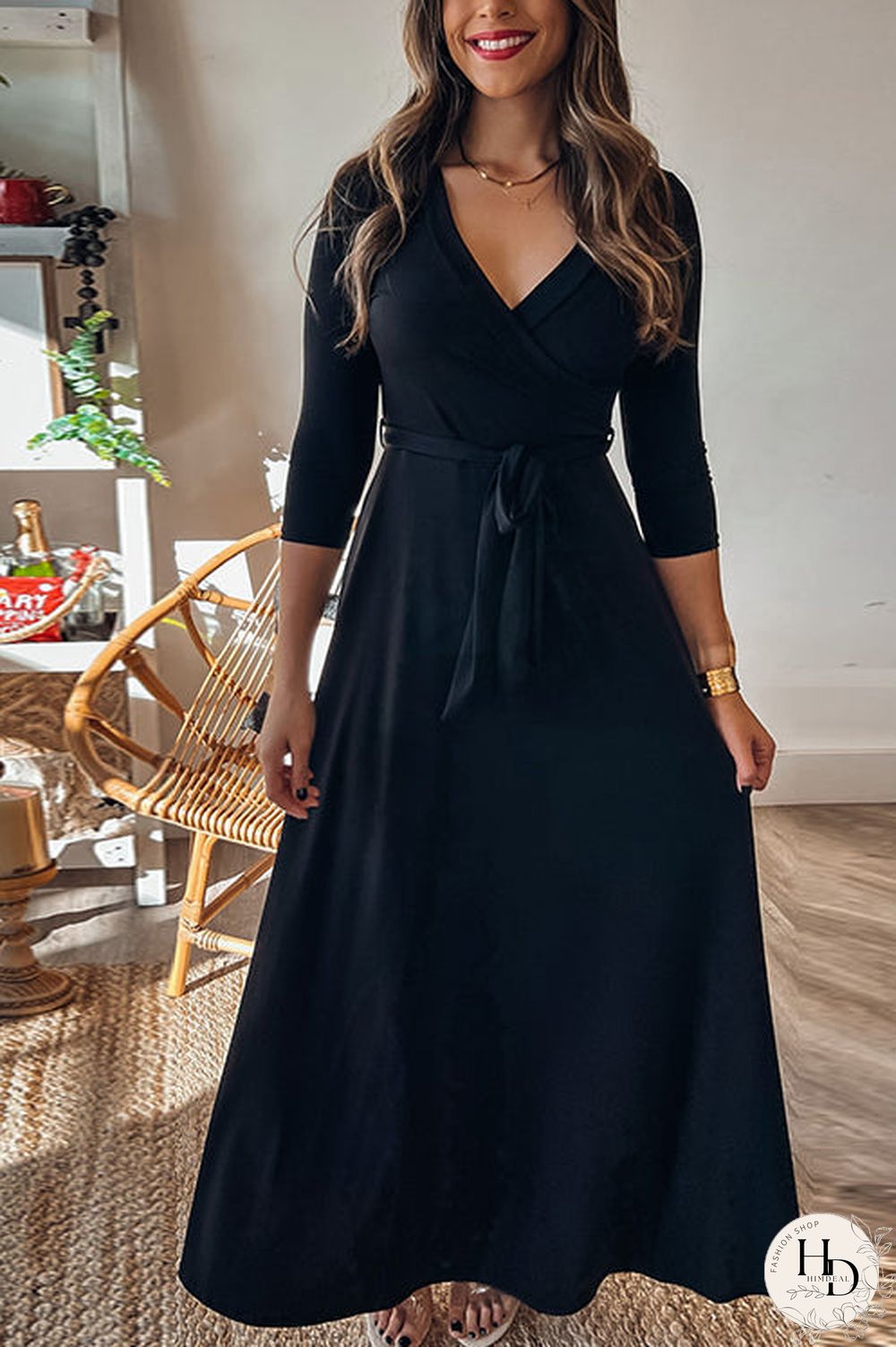 Solid Wrap Maxi Dress