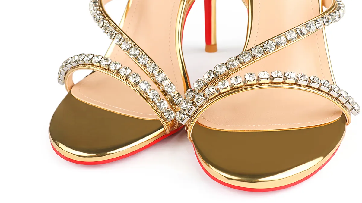 100mm Rhinestone Spotlight Wavy Straps Sandals Red Bottom Stilettos-vocosishoes