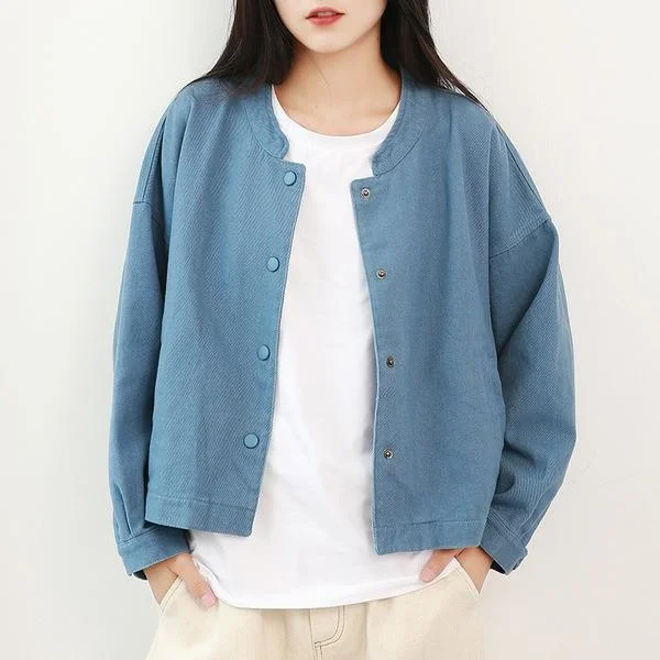 2020 Autumn Winter Korean Casual O-neck All-match Long Sleeve Jackets