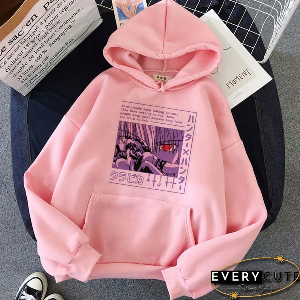 Women Hoodies Hunter X Hunter Women Pullovers Hoodies Sweatshirts Killua Zoldyck Devil Eye Print Anime Hoody Streetwear Tops