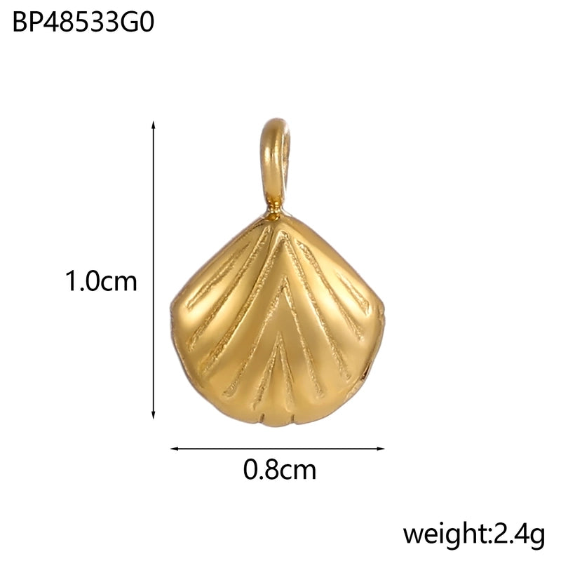 1 Piece 20*32mm Titanium Steel Zircon Starfish Ocean Shell Pendant Jewelry Accessories