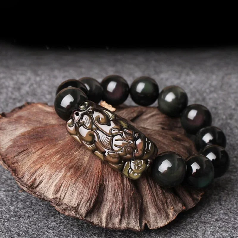 FengShui PiXiu Rainbow Obsidian Protection Bracelet