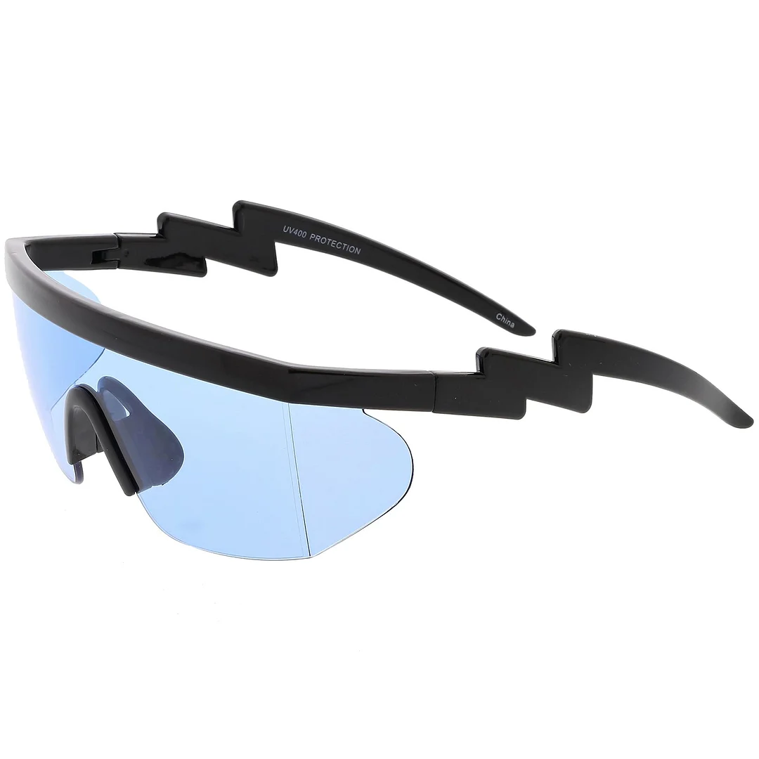 Oversize Semi Rimless Goggle Shield glasses Color Lens 60mm