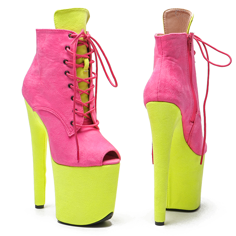 VCshoes 20CM/8inches Color Matching Pole Dancing High Heel Platform Boot Ankle Boots Fetish Stripper Shoes Women Boots 2B