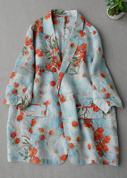 VCSHOES Print Peter Pan Collar Pockets Cotton Coat Spring