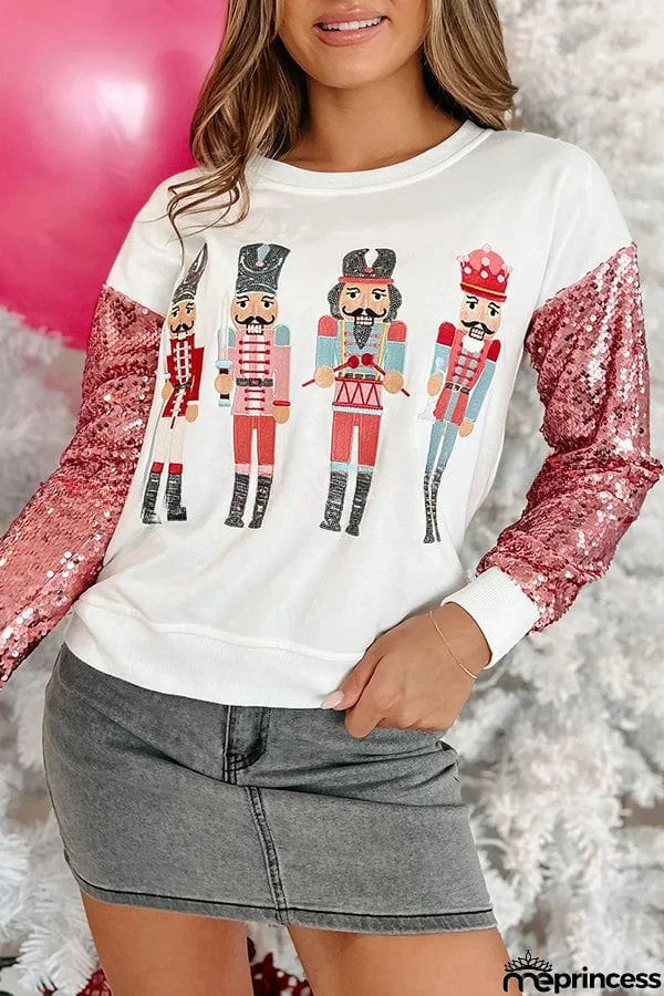 Shiny New Toys Sequined Nutcracker Pullover Sweatshirt